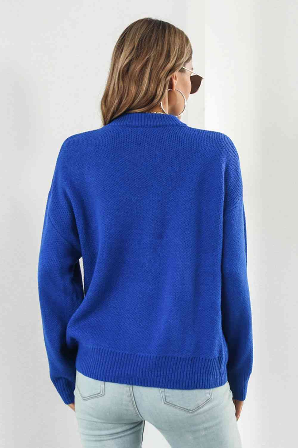 Flower Graphic Drop Shoulder Sweater - felvior