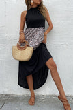 Perfee Leopard Contrast Sleeveless Maxi Dress - felvior
