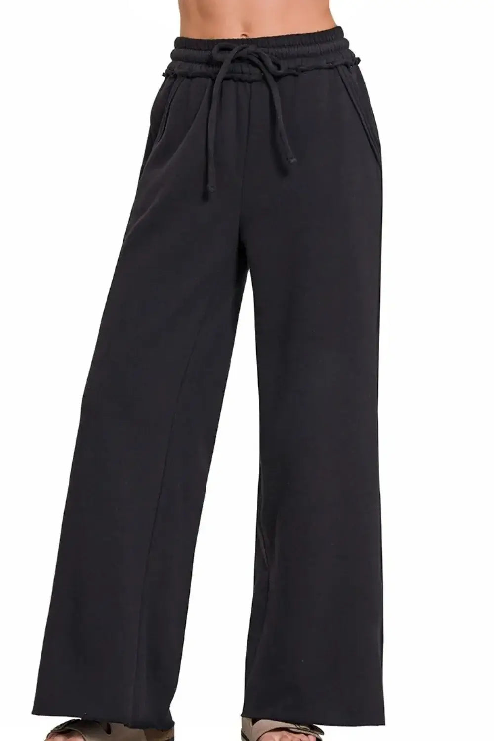 Zenana Fleece Exposed Seam Wide Leg Sweatpants Image principale du produit