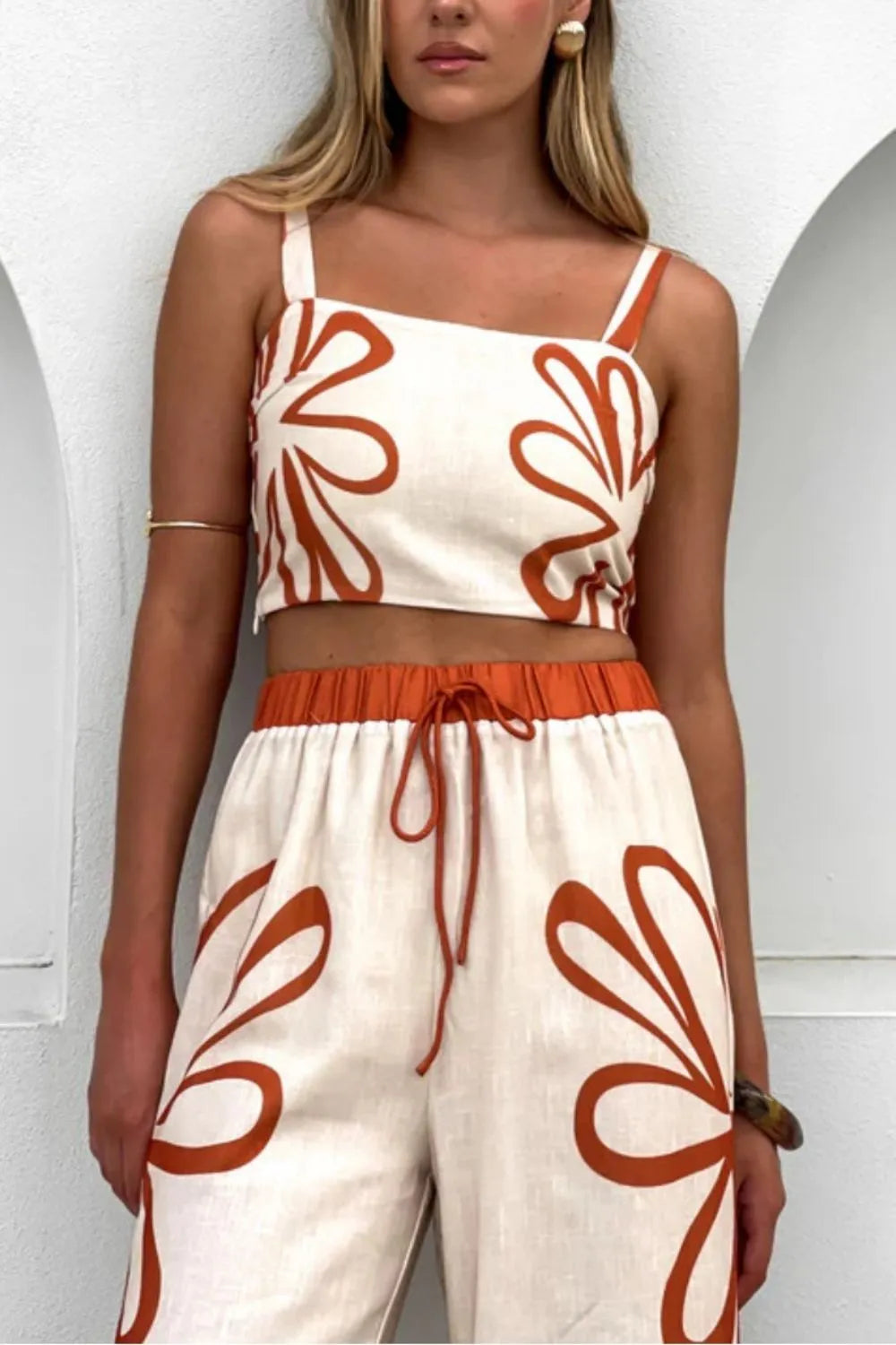 Smocked Square Neck Cami and Pants Set