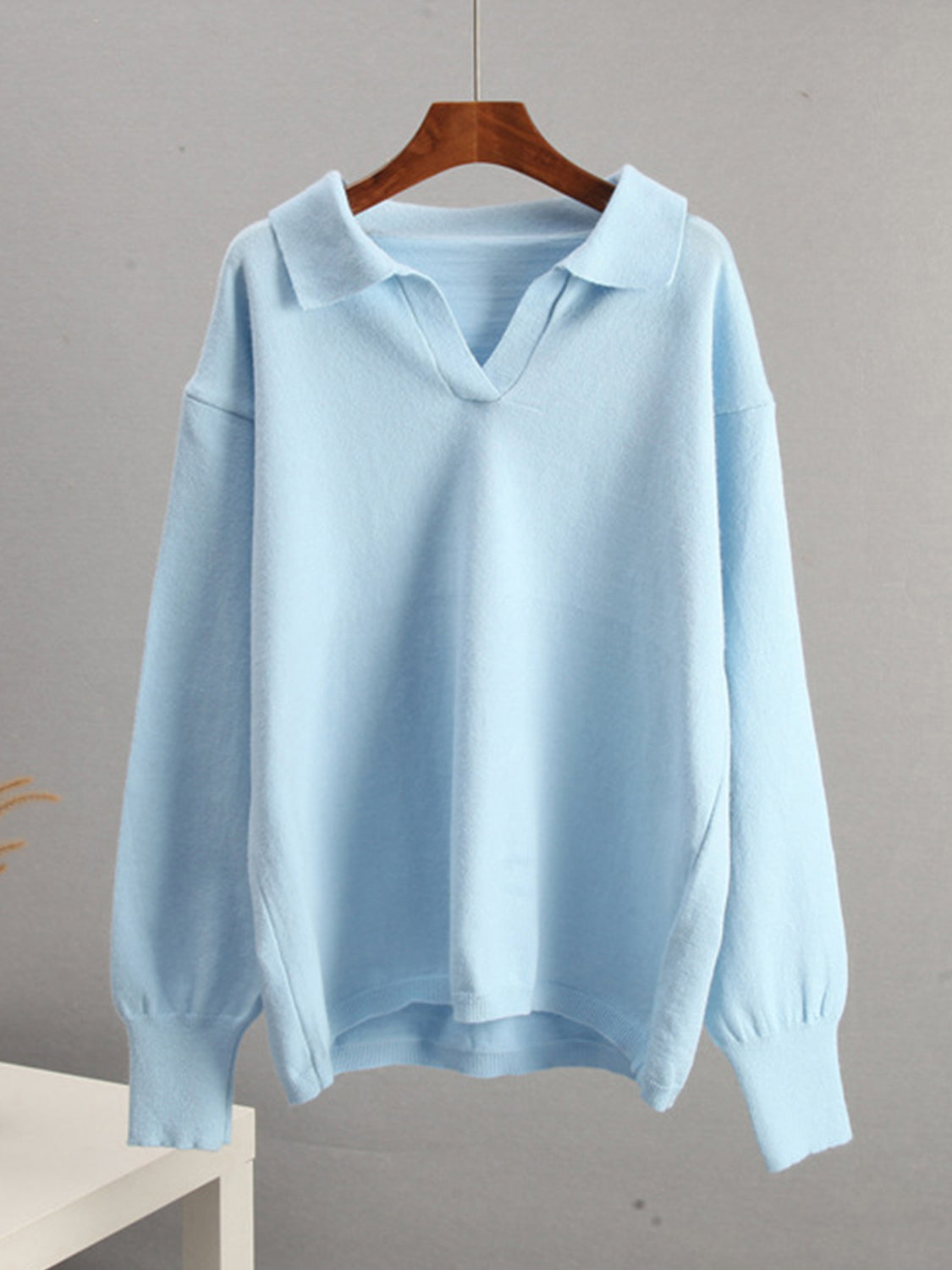 Johnny Collar Long Sleeve Top and Pants Sweater Set - felvior
