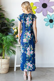 Heimish Full Size Floral Short Sleeve Slit Dress - felvior