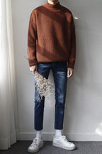 Men's Frayed Hem Skinny Jeans