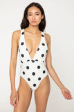 Marina West Swim Beachy Keen Polka Dot Tied Plunge One-Piece Swimsuit - felvior