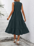 V-Neck Sleeveless Tiered Dress - felvior