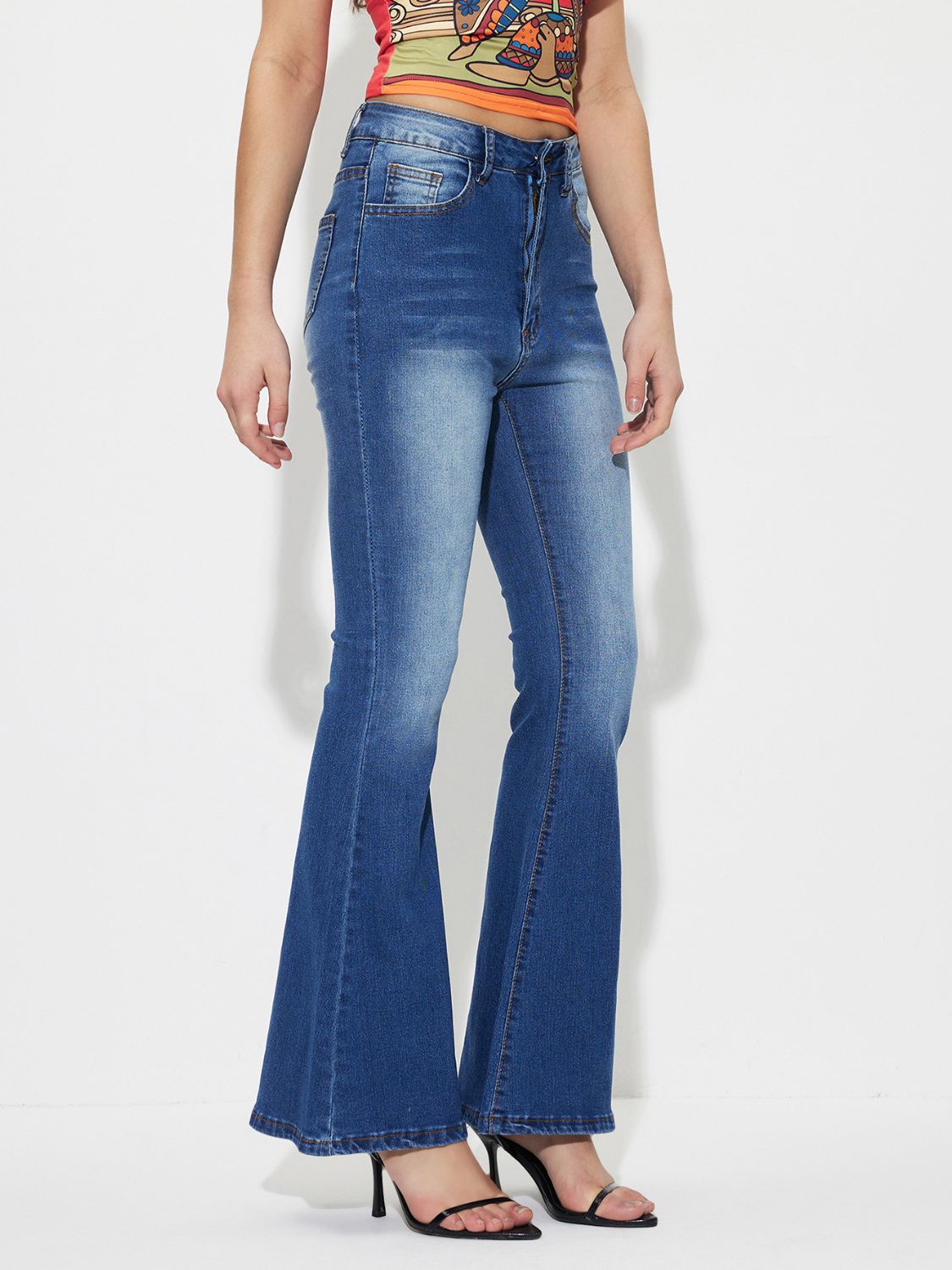 Mid-Rise Waist Bootcut Jeans - felvior
