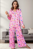 Pocketed Printed Top and Pants Lounge Set - felvior