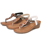 Rivet Decor Toe Post Wedge Sandals