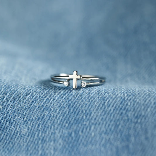 925 Sterling Silver Cross Ring - felvior