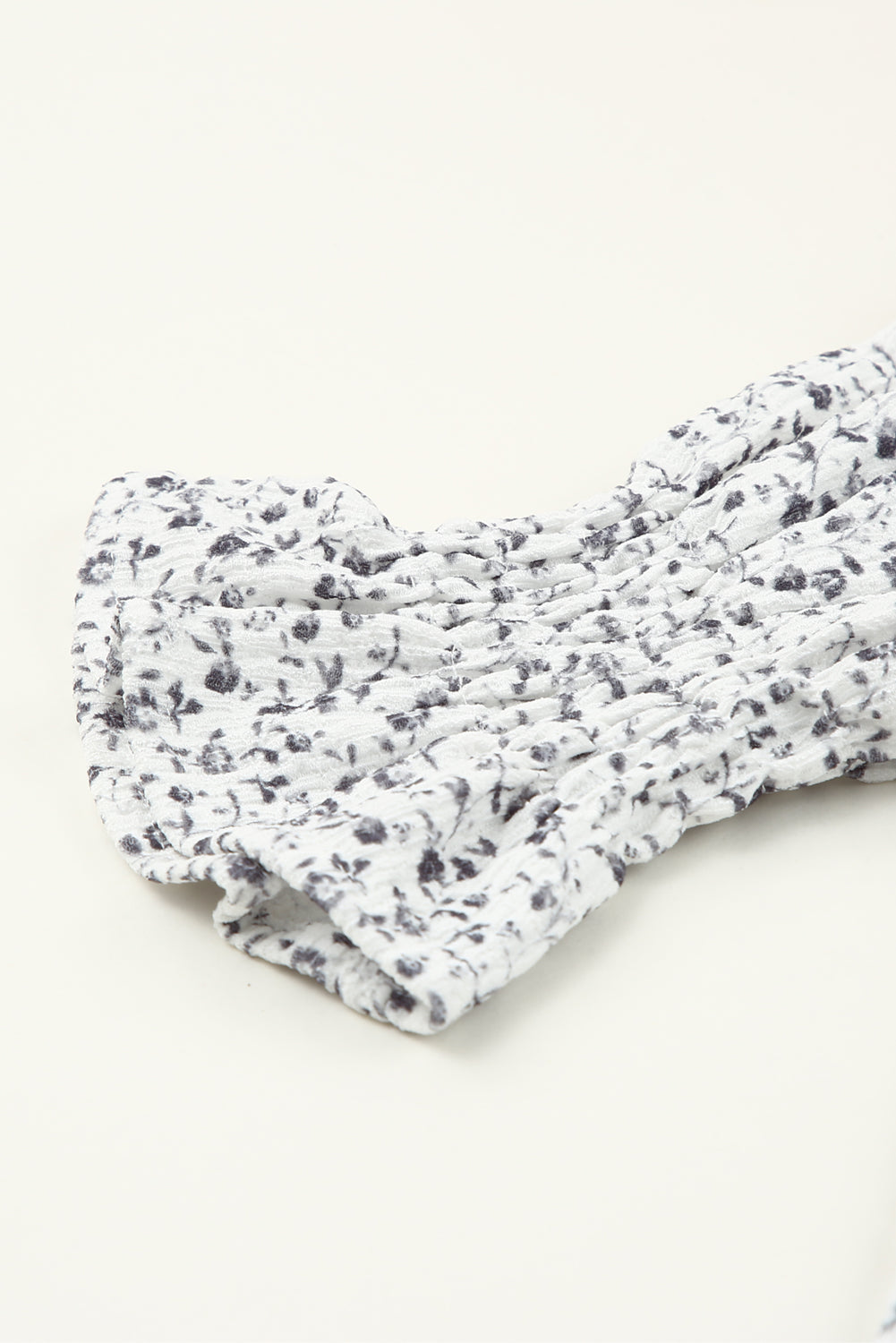 Printed Round Neck Flounce Sleeve Blouse