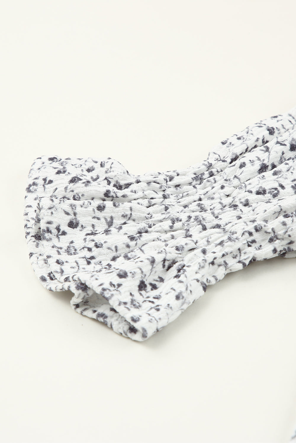 Printed Round Neck Flounce Sleeve Blouse