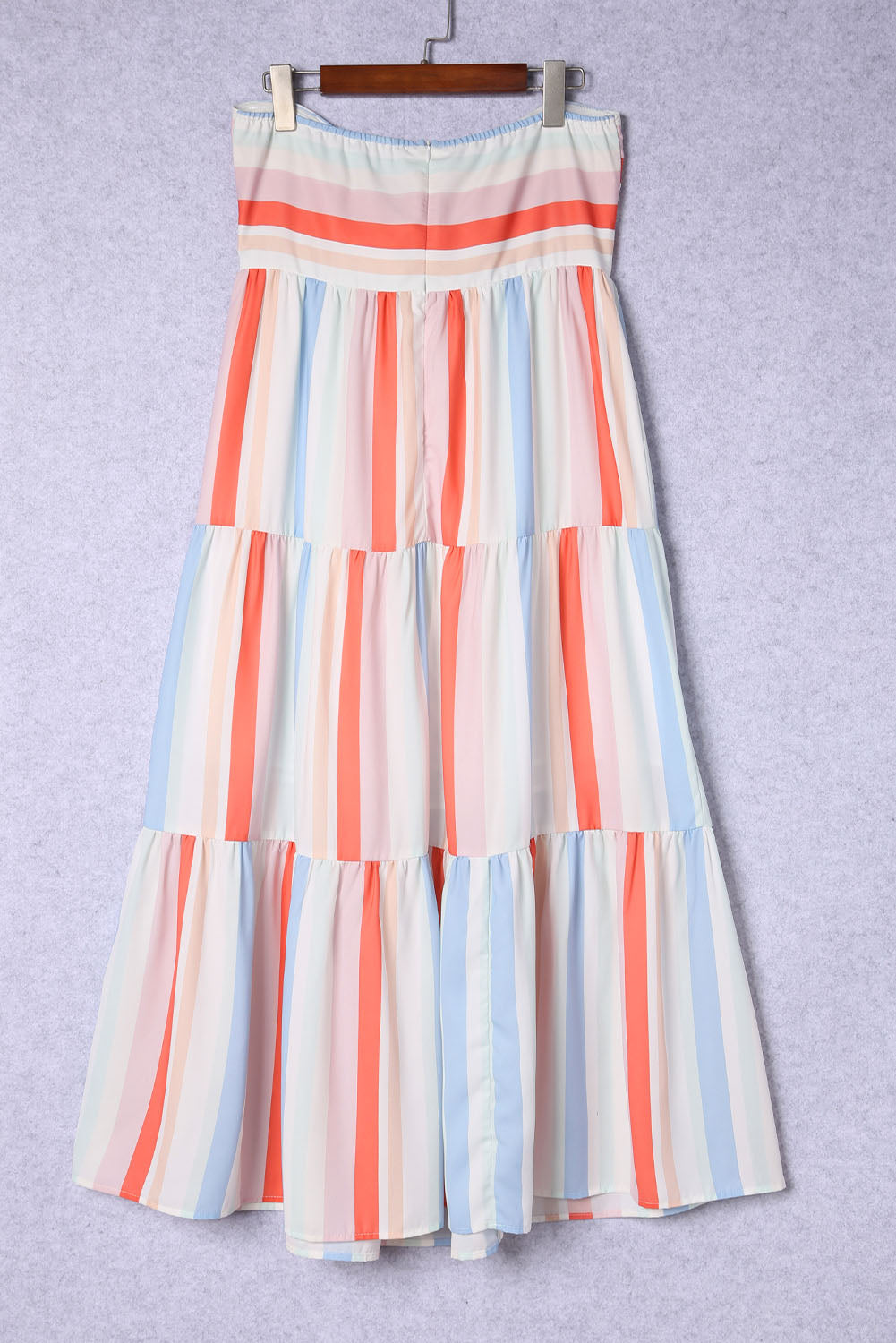 Striped Strapless Sweetheart Neck Dress - felvior