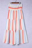 Striped Strapless Sweetheart Neck Dress - felvior