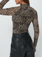 Floral Mock Neck Long Sleeve T-Shirt