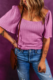 Textured Square Neck Half Sleeve Top - felvior