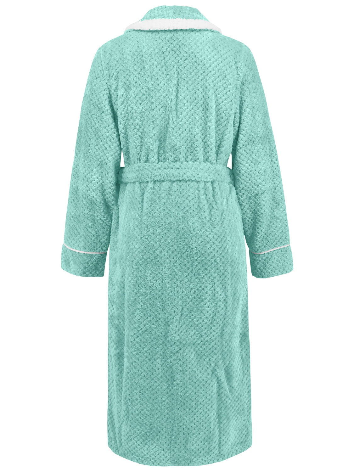 Contrast Trim Tie Waist Lounge Nightgown with Pockets - felvior