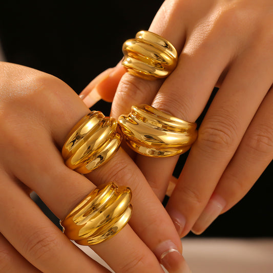 18K Gold-Plated Titanium Steel Open Ring - felvior