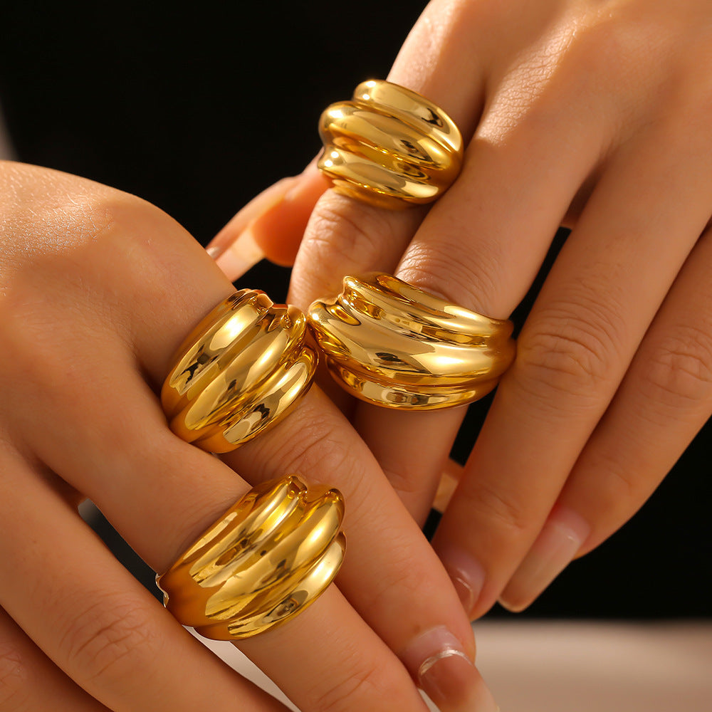 18K Gold-Plated Titanium Steel Open Ring - felvior