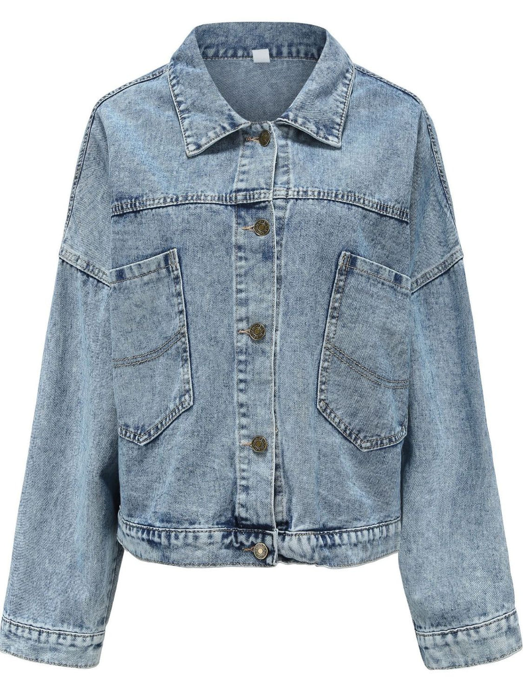 Button Down Drop Shoulder Denim Jacket