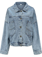 Button Down Drop Shoulder Denim Jacket