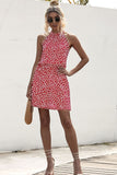 Printed Grecian Neck Mini Dress - felvior