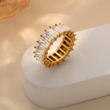 Titanium Steel Inlaid Zircon Ring - felvior