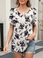 Floral Round Neck Short Sleeve Top