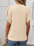 Round Neck Flutter Sleeve T-Shirt