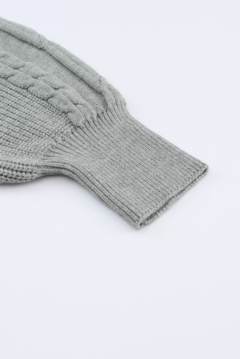 Cable-Knit Surplice Lantern Sleeve Sweater Dress - felvior