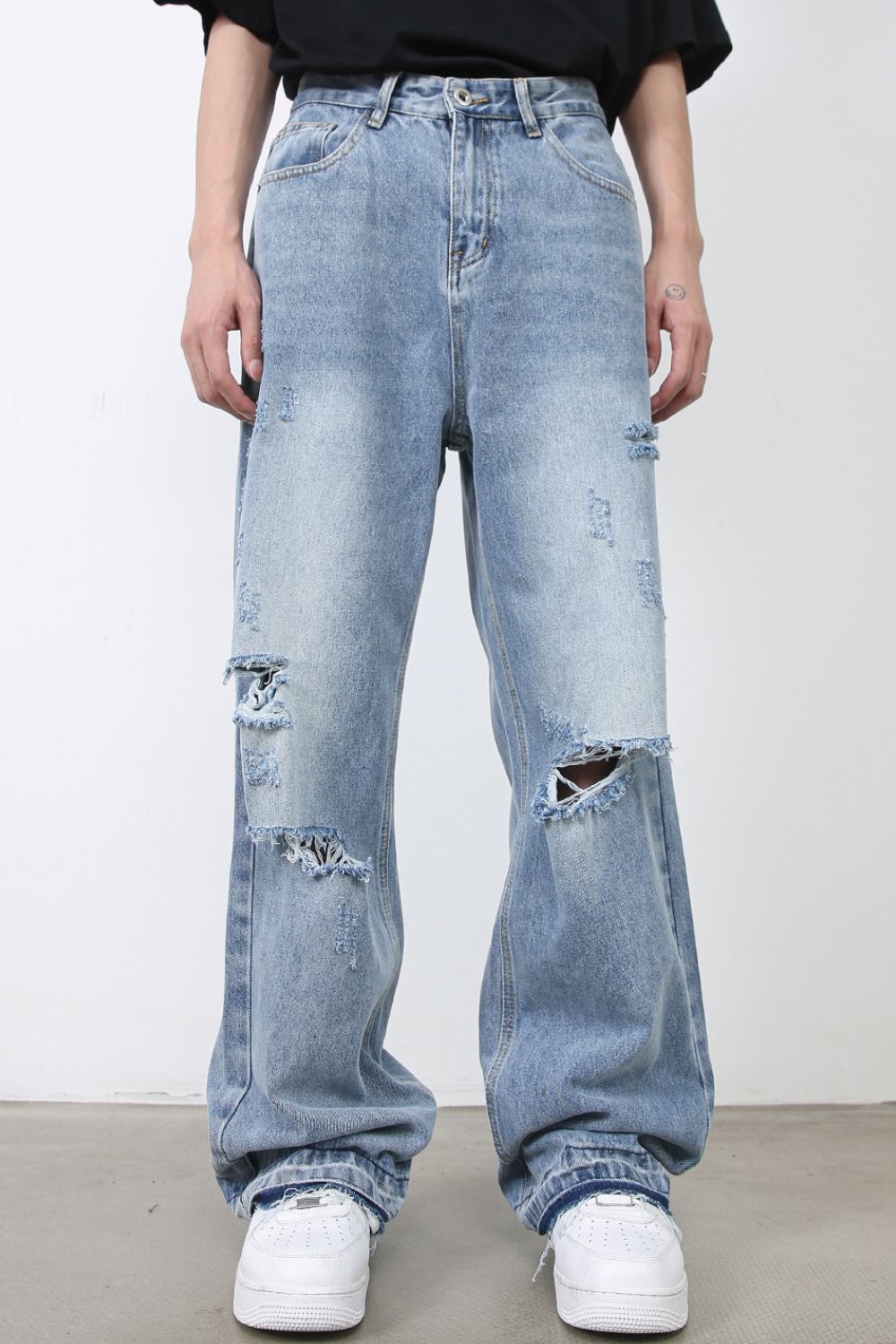 Men's Distressed Baggy Jeans - felvior