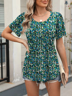Floral Round Neck Short Sleeve Top