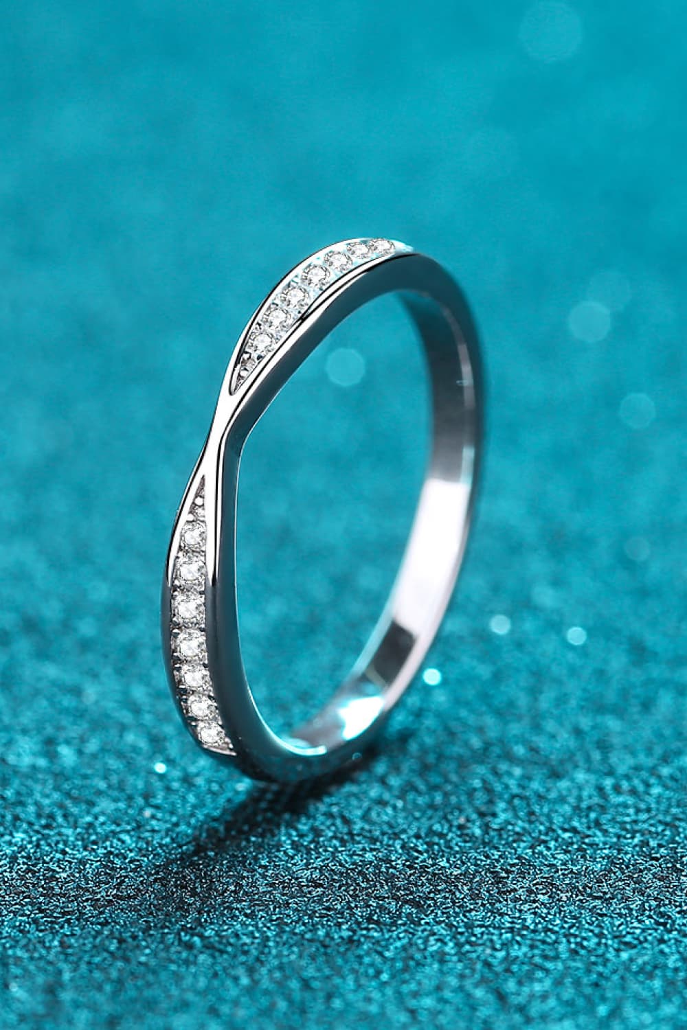 Moissanite Rhodium-Plated Ring Secondary image
