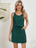 Eyelet Scoop Neck Sleeveless Dress - felvior
