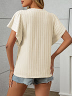 Textured Round Neck Short Sleeve Top