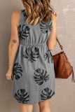 Buttoned Round Neck Sleeveless Mini Magic Dress - felvior