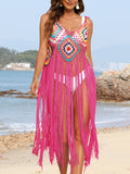 Fringe Spaghetti Strap Cover-Up - felvior