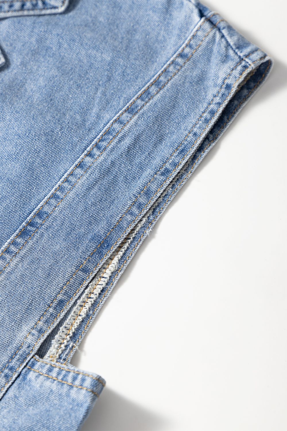 Lapel Collar Peplum Denim Top