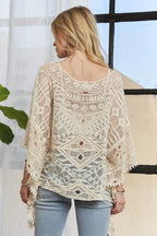 ADORA Boat Neck Crochet Lace Cover Up
