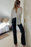 Sequin Button Up Long Sleeve Shirt - felvior