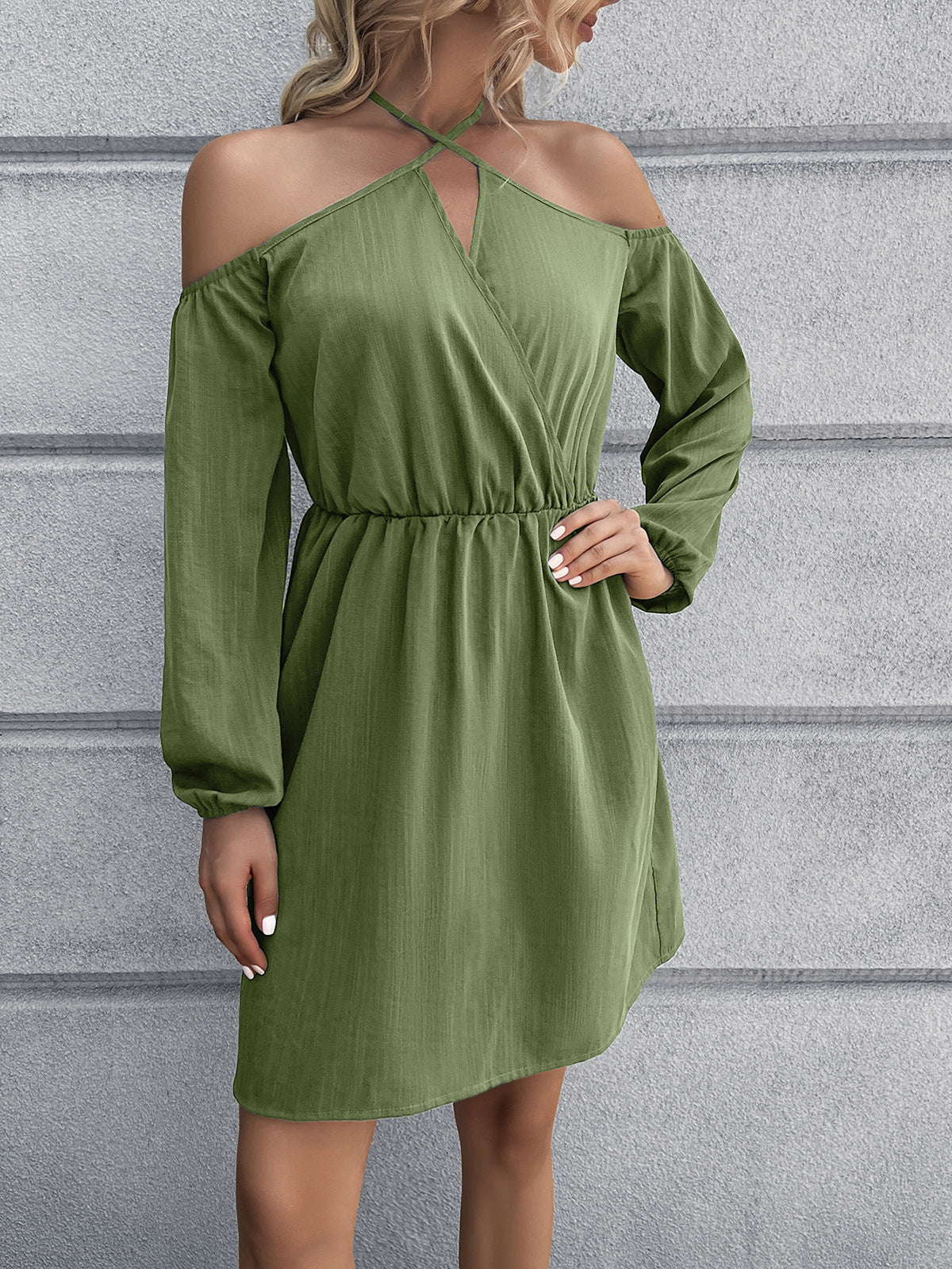 Ivy Lane Cold-Shoulder Crisscross Mini Dress - felvior
