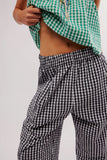 Plaid Elastic Waist Pants - felvior