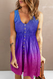 Buttoned Round Neck Sleeveless Mini Magic Dress - felvior