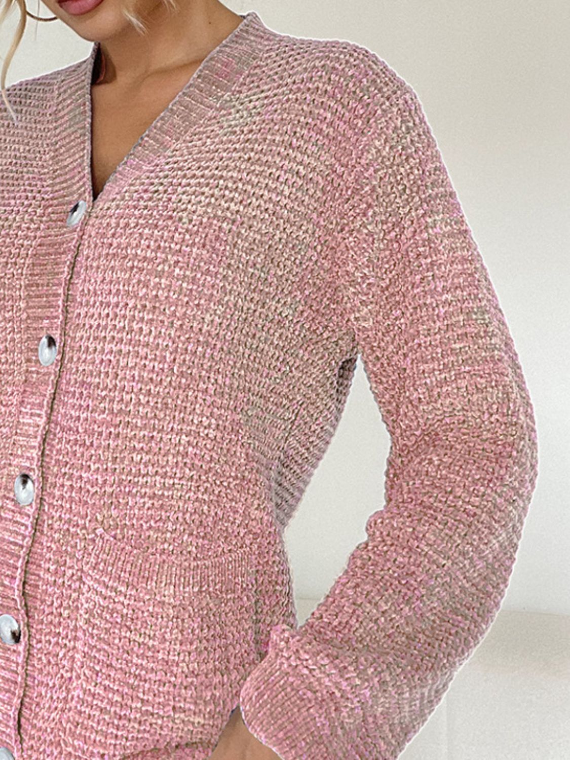 Pocketed V-Neck Button Up Cardigan - felvior