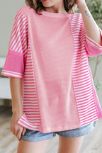 Stripe Color Block Half Sleeve T Shirt