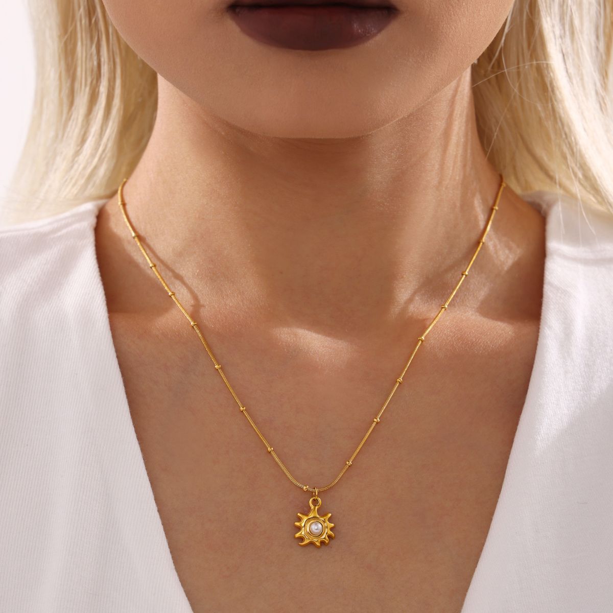 18K Gold-Plated Shell Pearl Necklace - felvior
