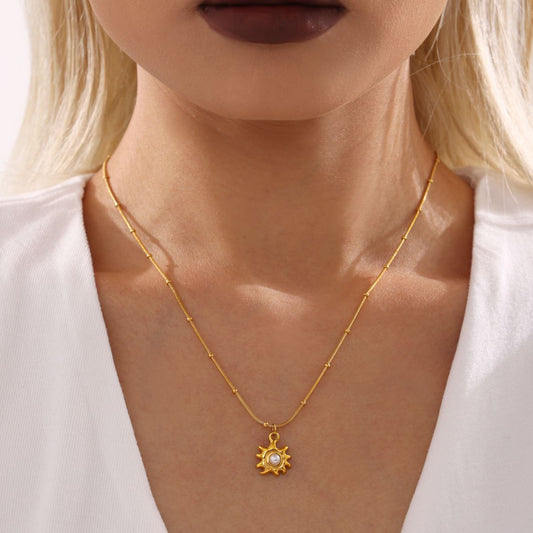 18K Gold-Plated Shell Pearl Necklace - felvior