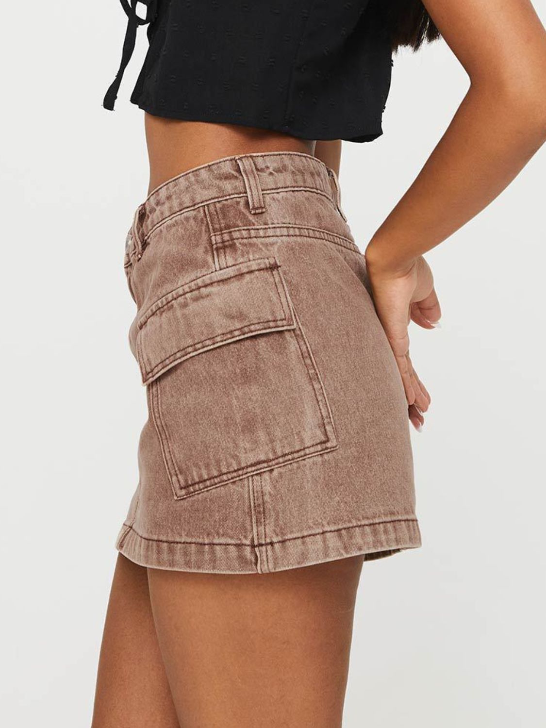 Mini Cargo Denim Skirt with Pockets - felvior