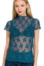 Zenana Lace See-through Layering Short Sleeve Top
