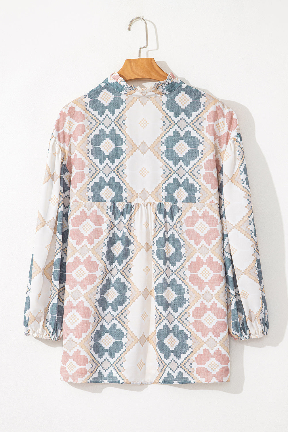 Tassel Tie Neck Balloon Sleeve Blouse - felvior