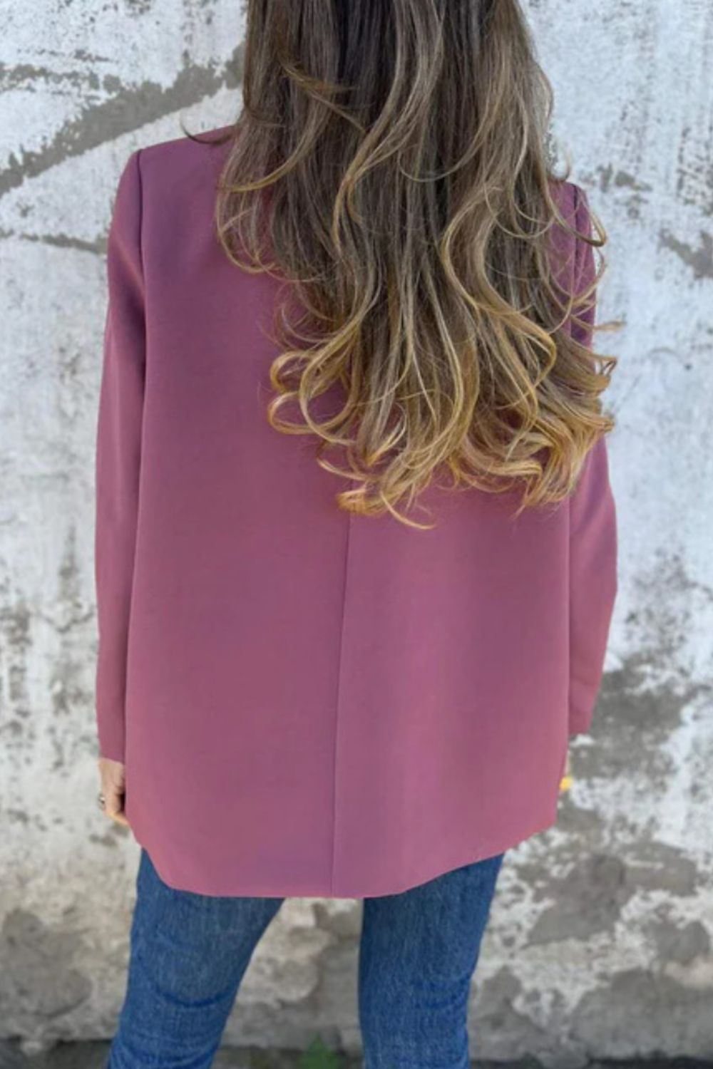 Full Size Collared Neck Long Sleeve Blazer - felvior